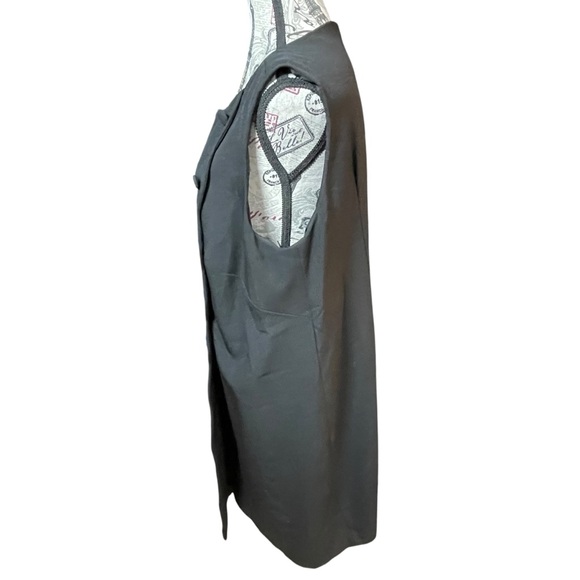 Adrianna Papell Black Asymmetrical Buttoned Sheath Dress - Picture 2 of 9